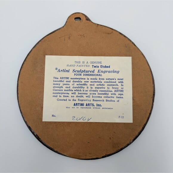 Vintage Artini Arts Twin Etched Hand Painted 4D Boy Girl Wall Hanging Decor Set - Picture 5 of 9